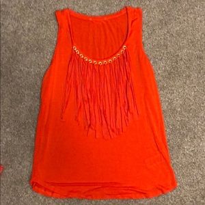 Cute orange fringe top